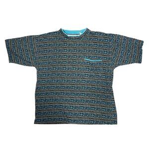 Vintage 90's Tomato Mock Neck All Over Tribal Surf/Skater T Shirt Men's Size XL